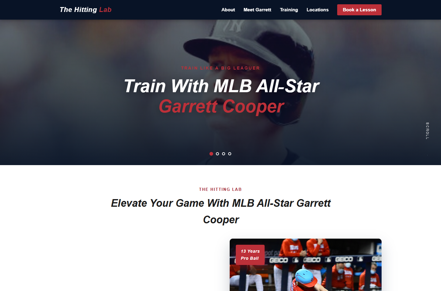 Screenshot of Cooper Hitting Lab website